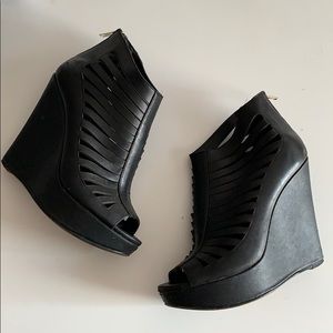 Aldo Black Cut Out Wedges Size 7